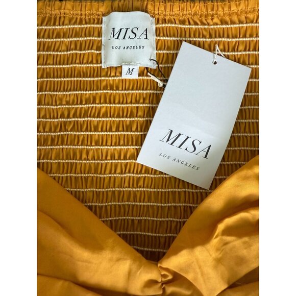 NWT Misa Los Angeles Rubina Mini Dress Marigold Off-Shoulder Size M - Picture 7 of 7